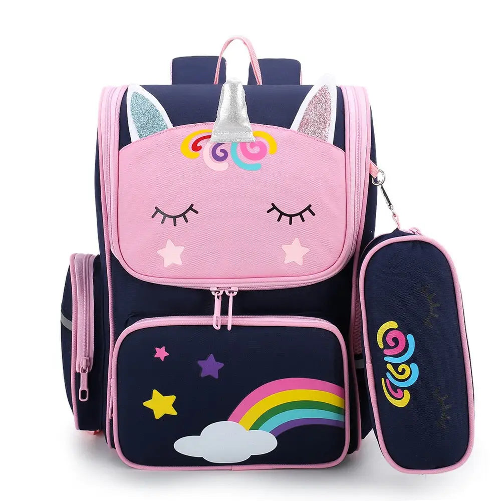 Kit Infantil Unicórnio 2 em 1: Mochila Escolar Infantil e Estojo