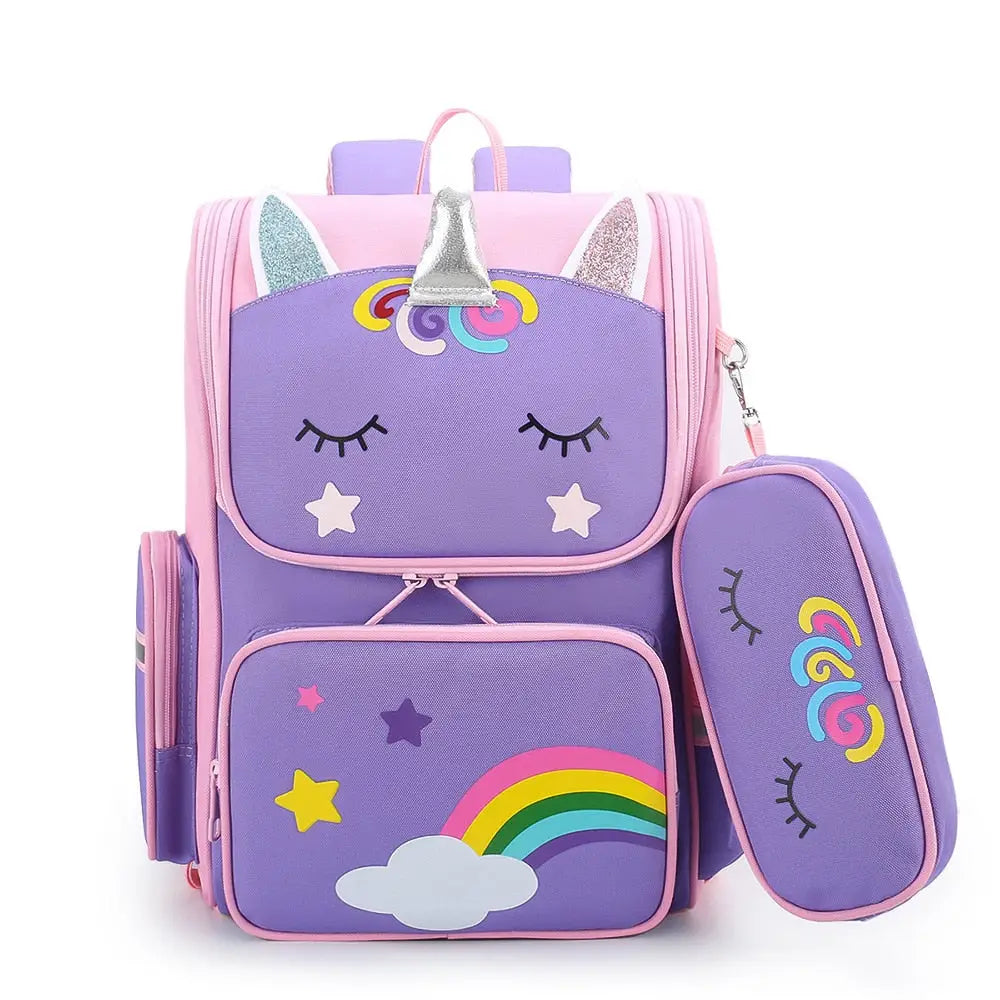 Kit Infantil Unicórnio 2 em 1: Mochila Escolar Infantil e Estojo