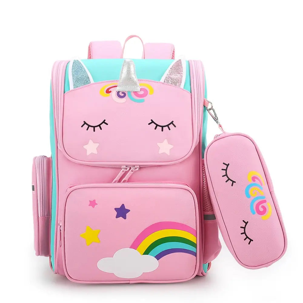 Kit Infantil Unicórnio 2 em 1: Mochila Escolar Infantil e Estojo